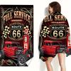Vintage Route 66 Design Strandtuch, Retro Amerikanische Straßenkunst Schnelltrocknendes Sandfreies Mikrofaser Badetuch für Reisen und Camping