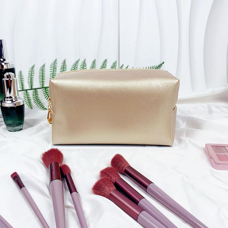 Dopaminová kožená kosmetická taška na úschovu make-upu, osmihranná malá čtvercová taška, jednoduchá jednobarevná dárková kosmetická taška