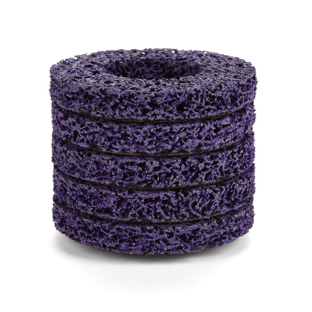 Hilitand 5Pcs Poly Strip Wheel Disc Paint Rust Removal Tool Clean Quality Angle Grinder Discs 10000rpm 60# (Purple)