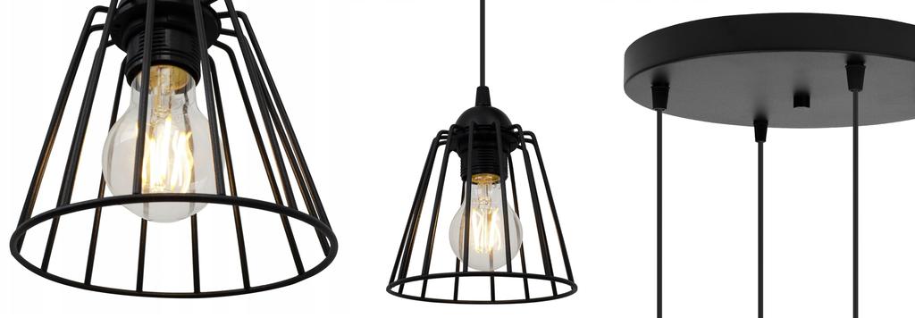 BLACK WIRE HANGING LAMP LOFT LED CHANDELIER