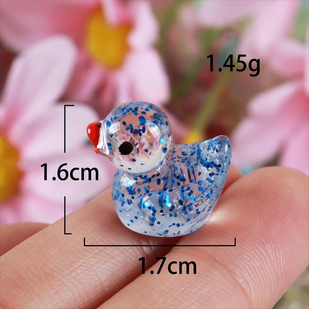10PCS Mini Ducks Sequin Miniature Duck Resin Desk Decoration Cute Figurines Fairy Garden Accessories Desk Decoration