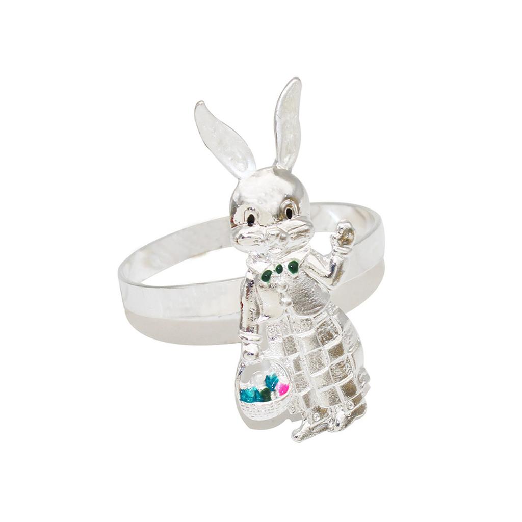 Set Of 6 Lovely Rabbit Napkin Rings Buckles Distinctive Easter Rabbit Napkin Rings For Stylish Table Decorations