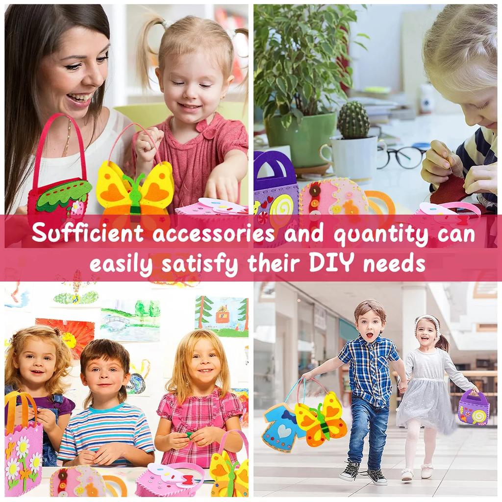 8Pcs Kids Sewing Kit DIY Felt Sewing Kits Preschool Educational Toys Craft Felt with Safety Needle for Boys Girls Beginners