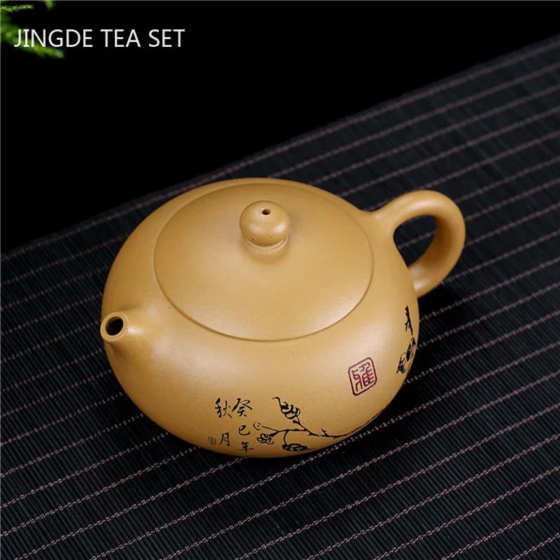 Chinesische Yixing Teekannen Lila Ton Teekanne Rohmaterial Goldabschnitt Ton Schönheit Kanne Handgefertigt Individuell Boutique Teegeschirr 240ml