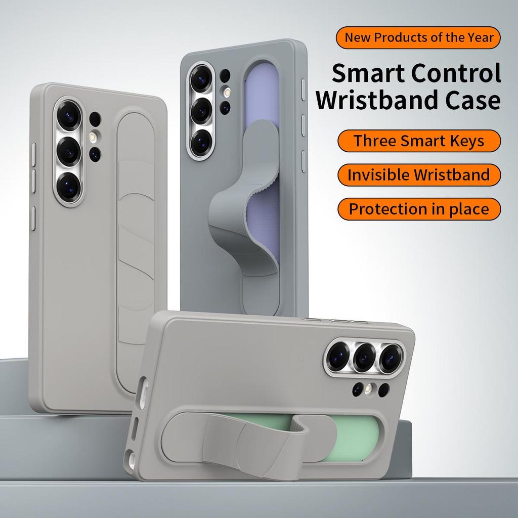 Husă de protecție din silicon pentru telefon Samsung S25FE/S25Ultra/S25Plus cu buton inteligent și brățară de mână