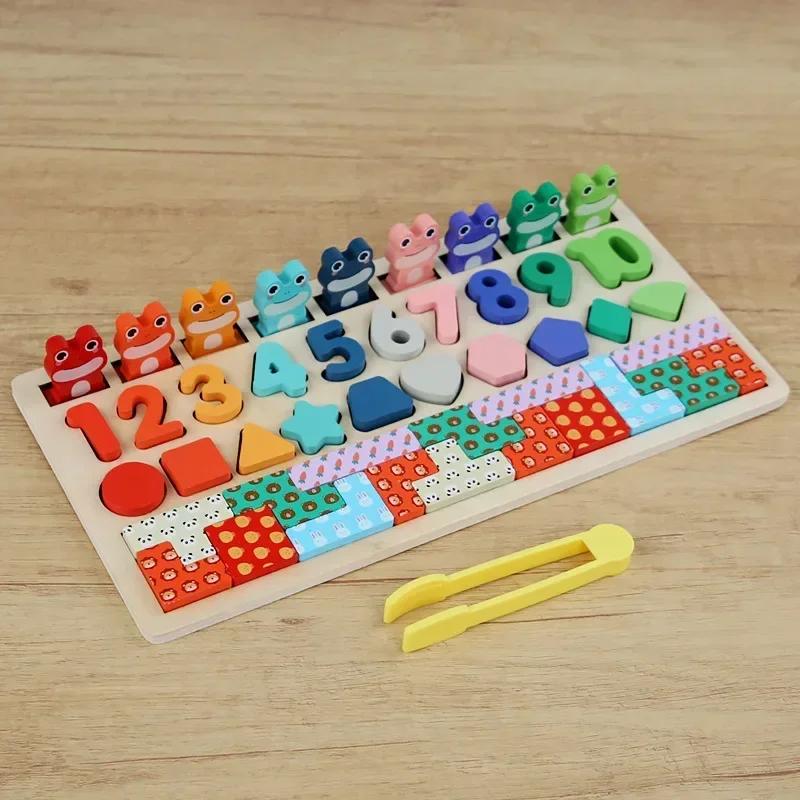 Montessori Educational Wooden Toys Preschool Children Shape Colors Busy Board Math Fishing Games Early Toys For Kids Xmas Gifts