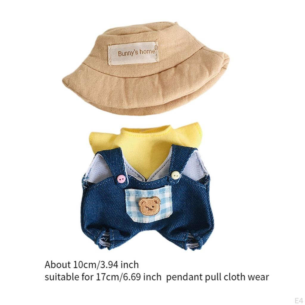 Ubranka dla lalek dla 17cm pluszowych akcesoriów DIY kostiumy kreskówkowe różowe kombinezony w kratę