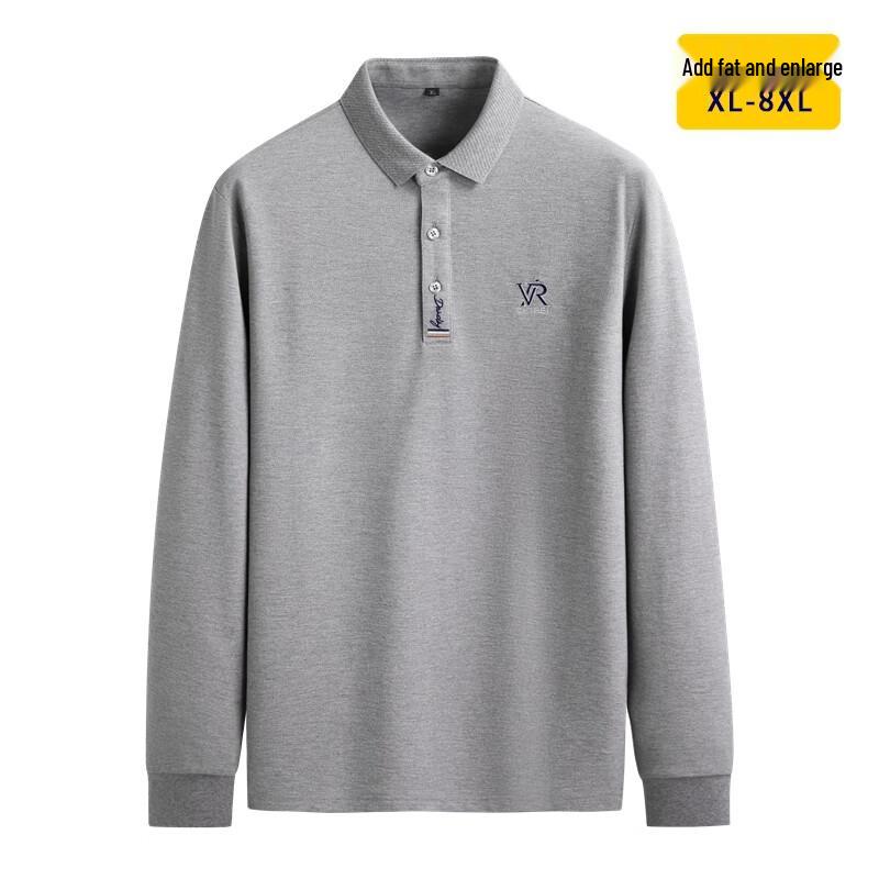 Men's Plus Size Embroidered Long Sleeve Polo Shirt