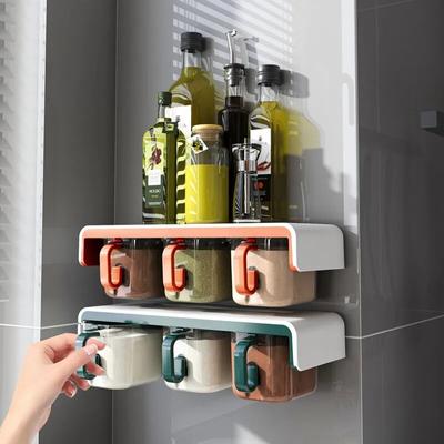 Boîte de rangement d'assaisonnement murale de cuisine, récipient de stockage en plastique pour sel, Glutamate monosodique, Cumin, outils de cuisine pour herbes et épices