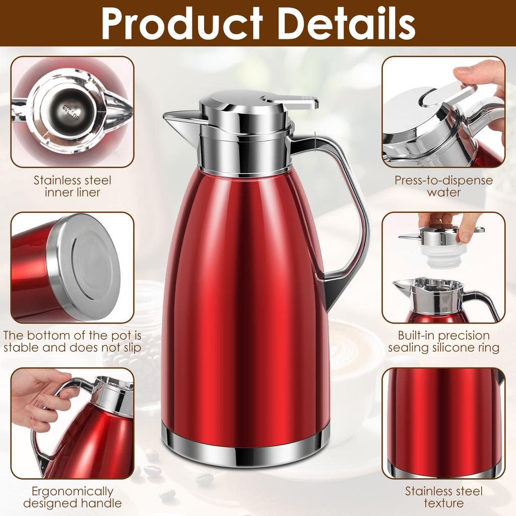 2.3L Coffee Thermal Kettle Stainless Steel Vacuum Flasks Office Thermos Bottle Insulation Tea Pot Kettle Hot Water Thermos Pot
