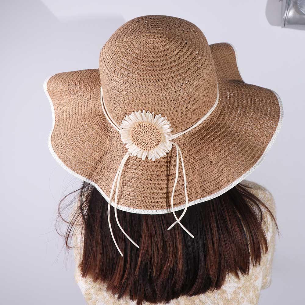 Spring Summer Bohemian Straw Hat Wide Brim Women's Sun Hat Trendy Folding Straw Hats  Girls