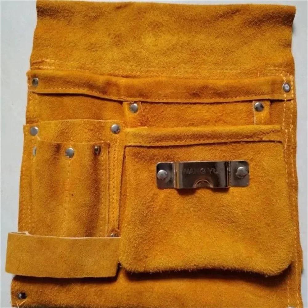 Reinforced Leather Tool Bag with Waist Belt Large Capacity Tool  tough built Belt Tool Organizer Pouch for Electrician Carpenter