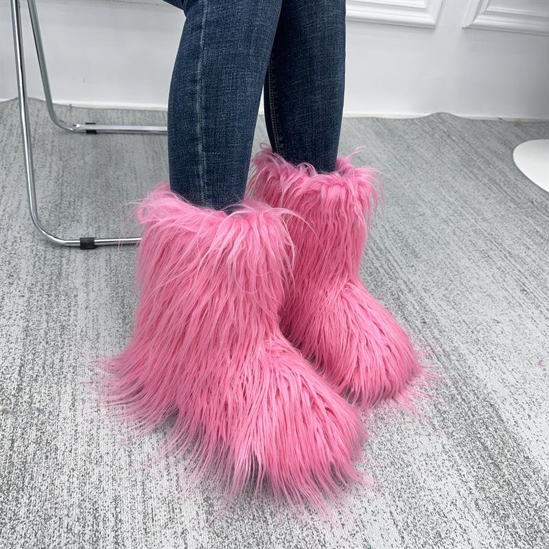 Fashion IPPEUM Winter Fur Boots 2025 Knee High Boots For Women Over The Knee Shoes Plush Long Boots