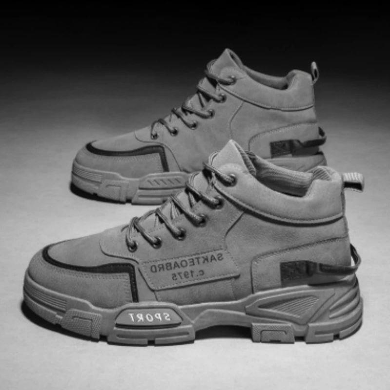 Autumn Men Shoes High-Top Martin Boots Men's Round Toe Retro Student Boots Breathable Men's Trendy Boots Casual And Fashionable