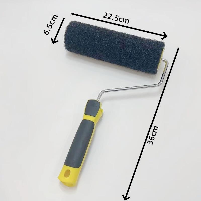 Pensulă cu rolă neagră din nailon îngroșat pentru chit, 4x9 inci, pentru textură și vopsirea pereților cu flocare