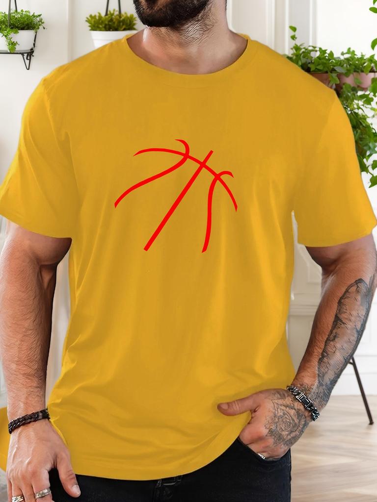 Men's basketball pattern summer casual crew neck short T-shirt