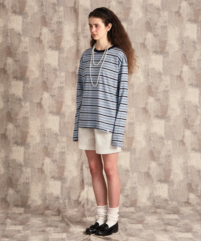 CONICHIWA BONJOUR Multi-Stripe Long Sleeve (White/Sky)