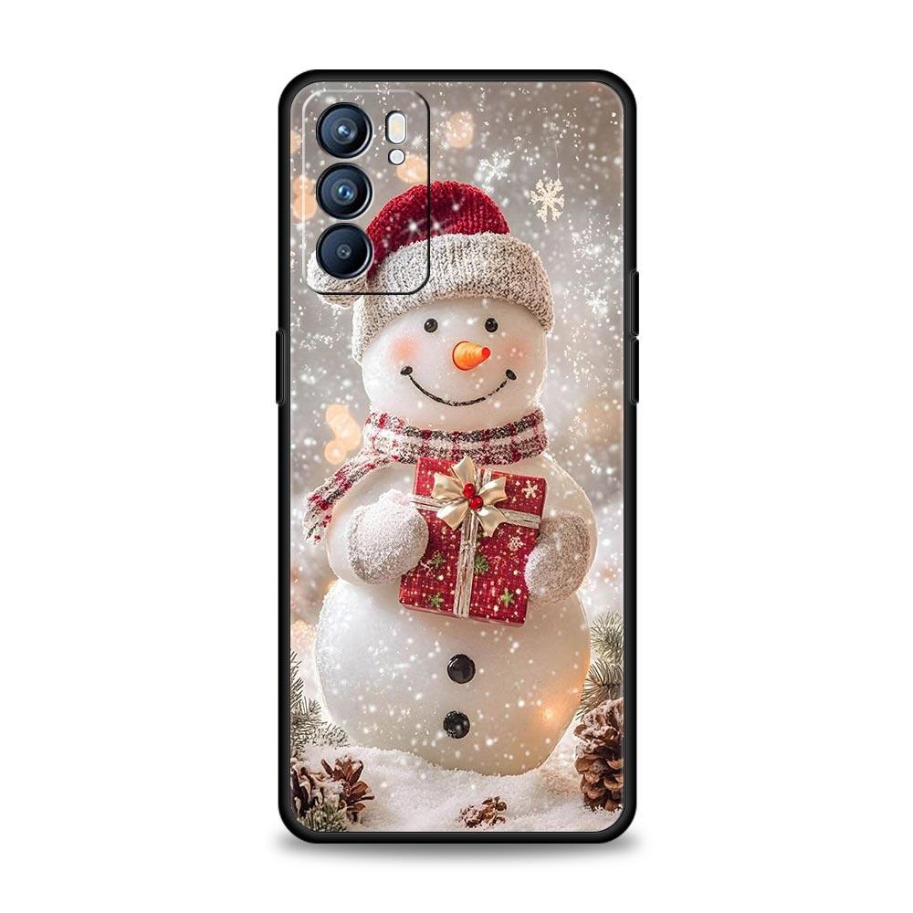 Christmas Snowman Phone Case For Oppo A17 A31 A54 A57 A78 A79 A98 Find X5 X6 Reno 6 7 8 10 11 12 13 F Pro 5G Soft TPU Cover Bags