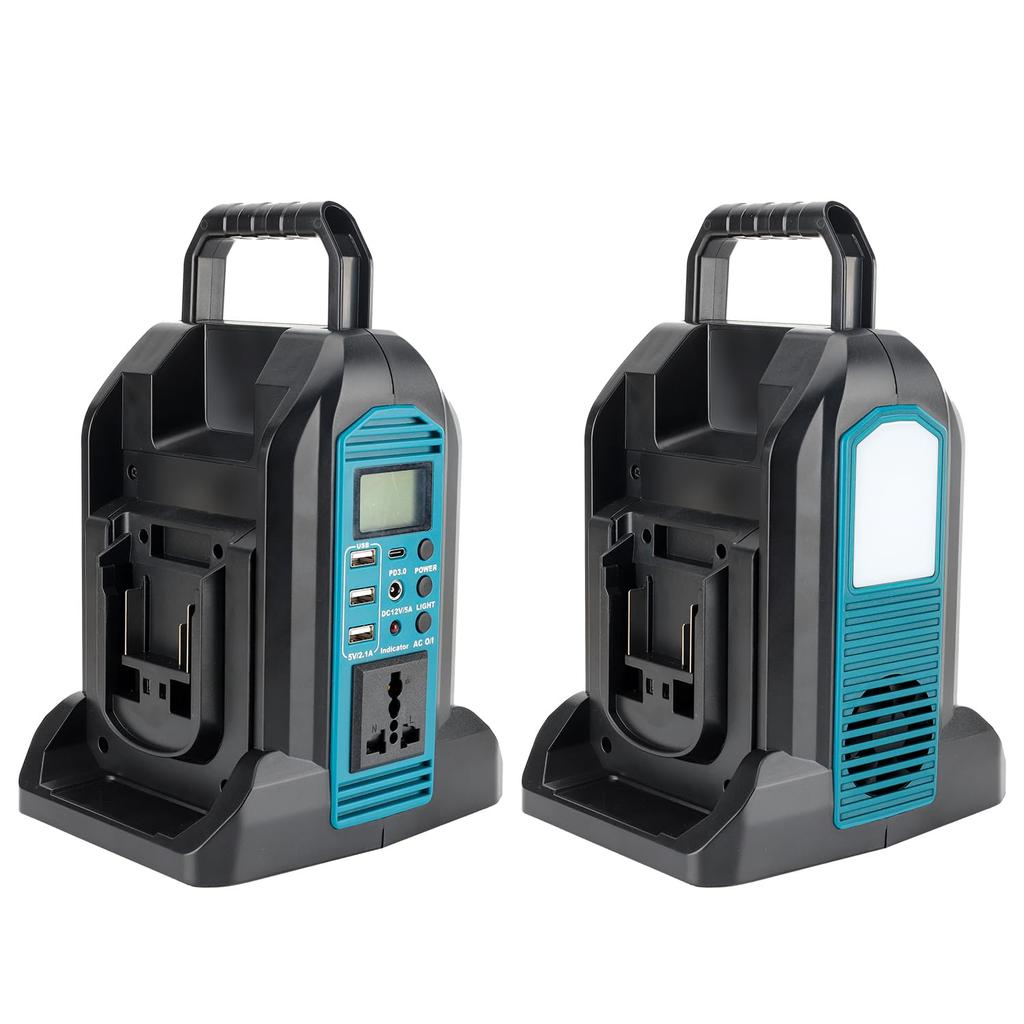 WaxPar 2-gang Inverter, Compatible with Makita 18V Ion , AC350W/DC/3-USB/1-type-c Output/LED Light, Portable