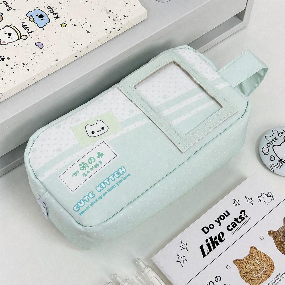 Handheld Pen Bag Star Kitten Print Stationery Bag Kawaii Stationery Pouch  School Supplies