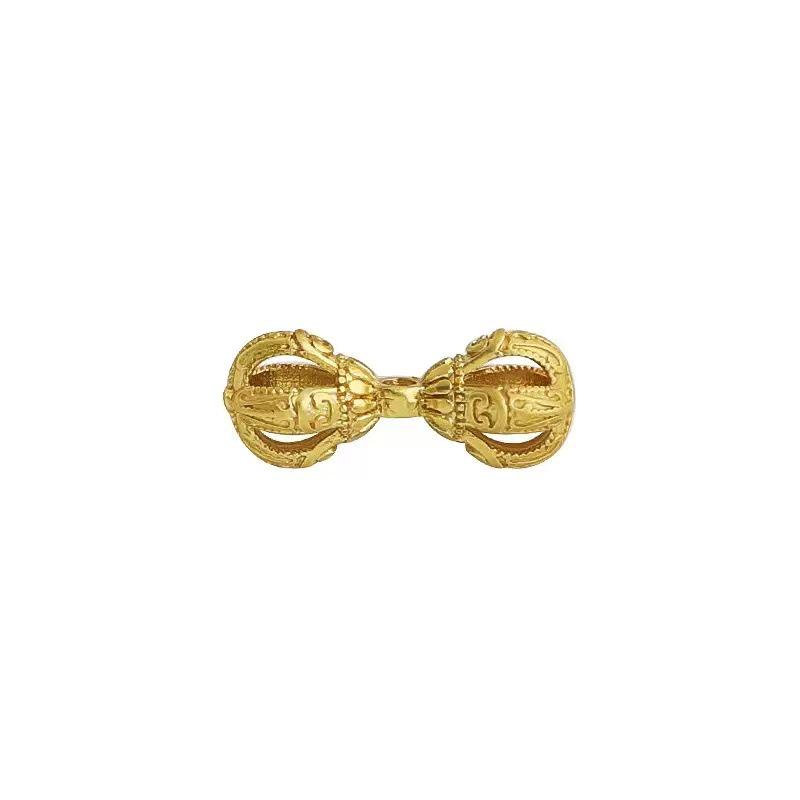 Gold-Plated Vajra Bell Prayer Beads with Double-Headed Phurba for DIY Crafting and Play.