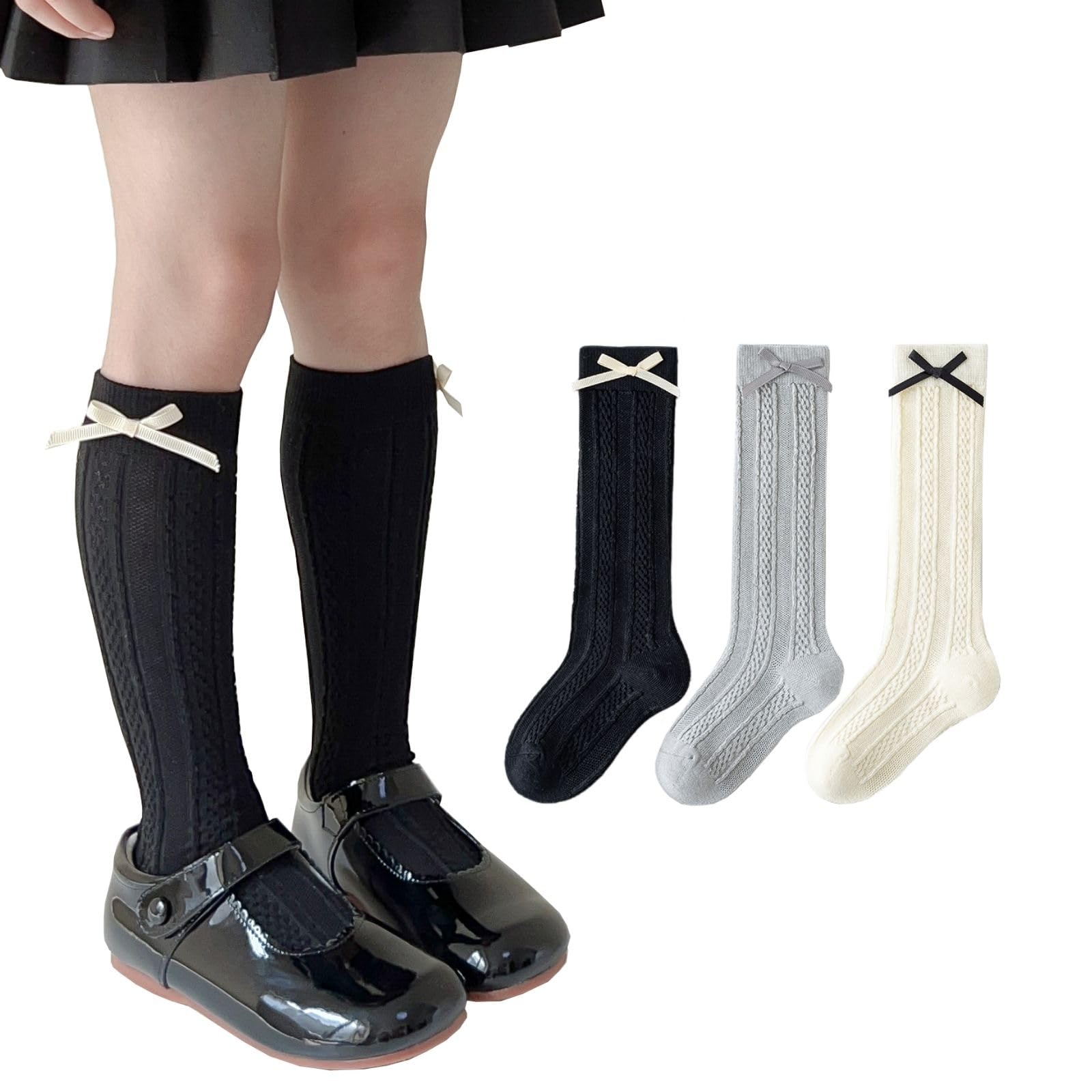 

High socks for ribbon set of girls formal for elementary school junior high school black and for entrance graduation [konamiya] girls, socks, 3,