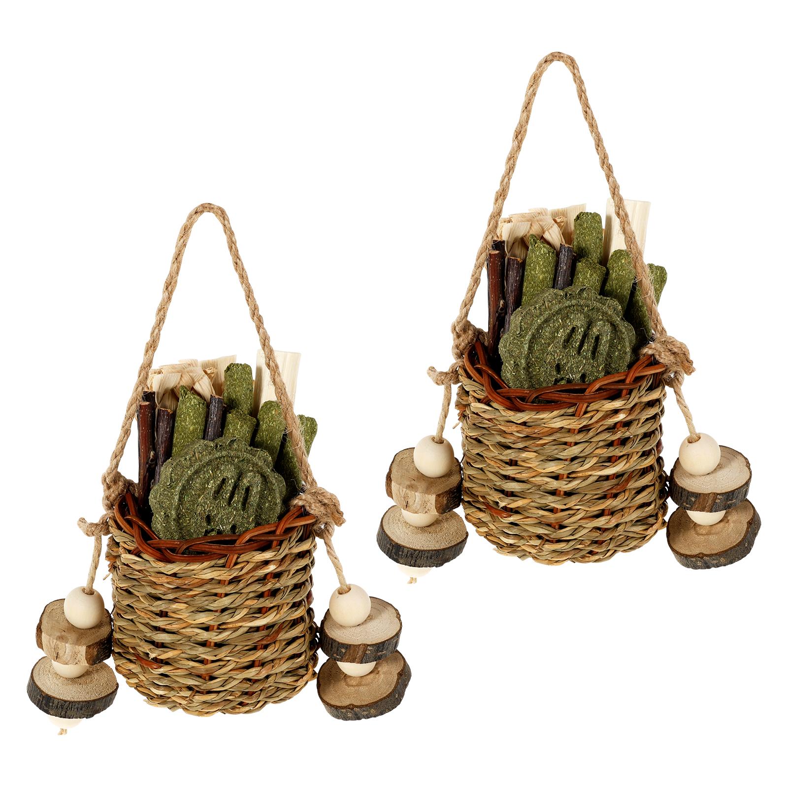 

Interactive Bunny Chew Toy Bite Resistant Rabbit Enrichment Toy with Hay Cube Hay Stick Wood Stick and More for Small Pet