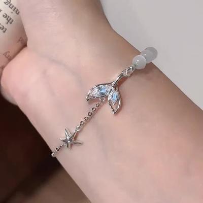 Zircon Fishtail Starfish Pendant Bracelet Versatile Small Fresh Fashion Bracelet Korean Ins Temperament Jewelry Women