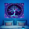 VIKAMA Fluorescent Tree of Life Tapestry  Bohemian Style Perfect for Decorating Bedrooms Meditation Rooms and Yoga Studios