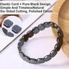 Elastic Hematite Bead Bracelet Square Pattern Natural Black Stone Wristband Comfortable Unisex Wear Daily Accessory