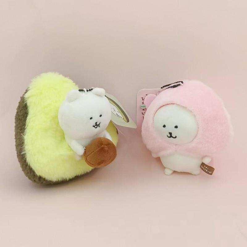 Joke Bear Peach Plush Keychain With Soft Short Pile For Gift And Bag Decor