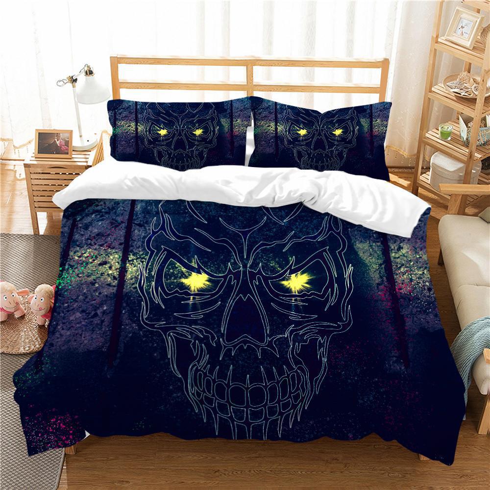 Three-Piece Digital Printing Kit Bedding, Skull Printing Home Textile Four-Piece Quilt