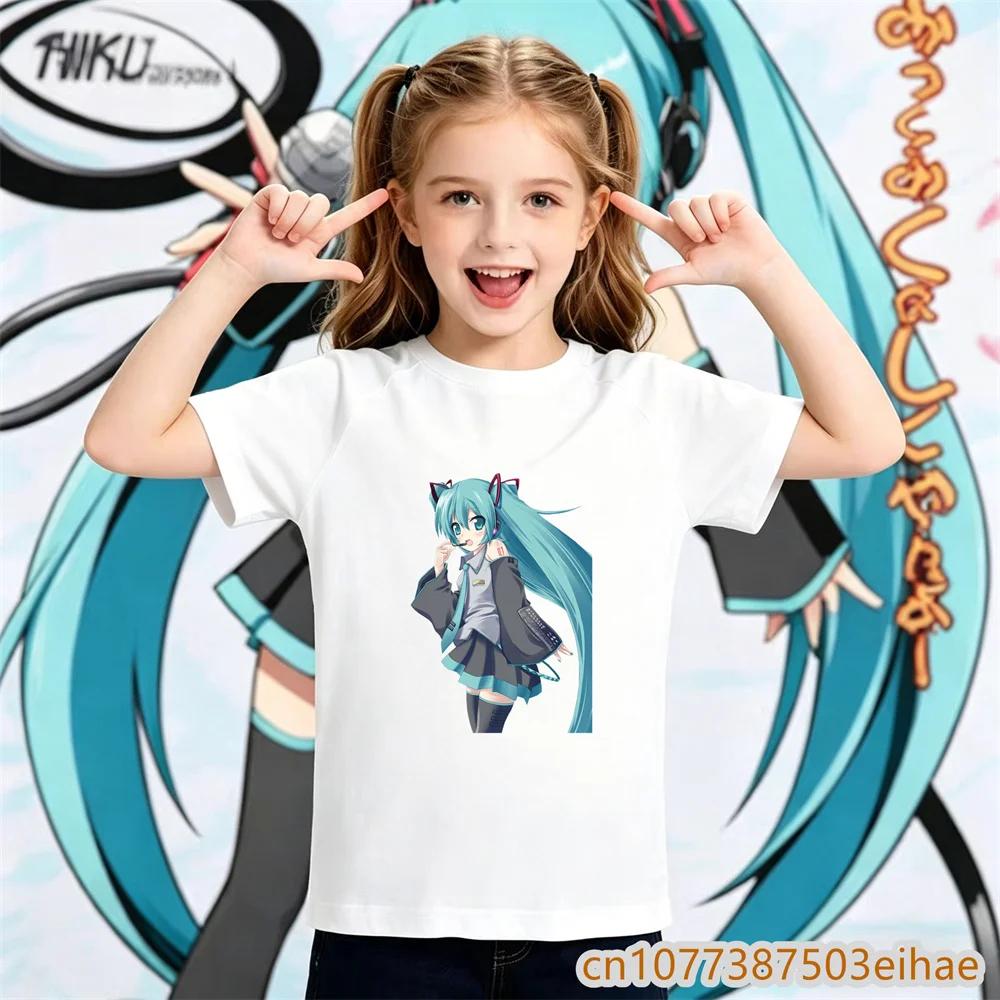 Boys Girls Daily Sportswear 2026 Summer Hatsune Miku Y2K Retro Printed Short Sleeve TShirt Loose Breathable Unisex Fashion Tee