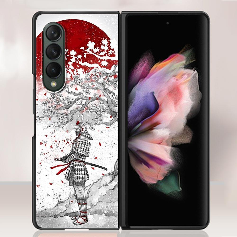 Zfold4 Art Japanese Samurai Case For Samsung Galaxy Z Fold3 5G Hard Slim Cover Ultra-thin For Galaxy Z Fold 3 Phone Shell