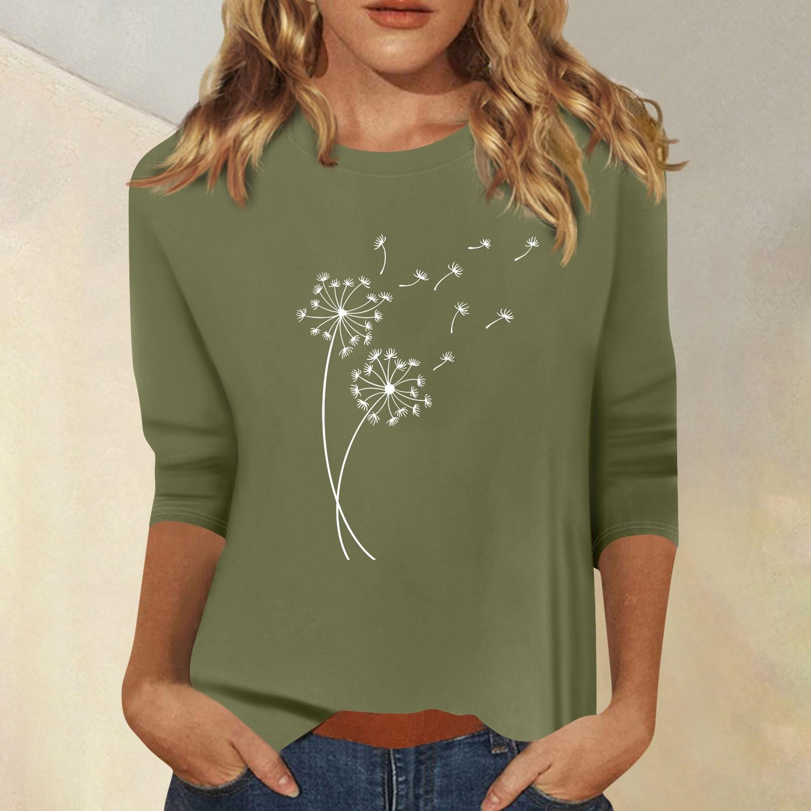 

Женская мода повседневный принтованный топ с семью рукавами и круглым вырезом XL