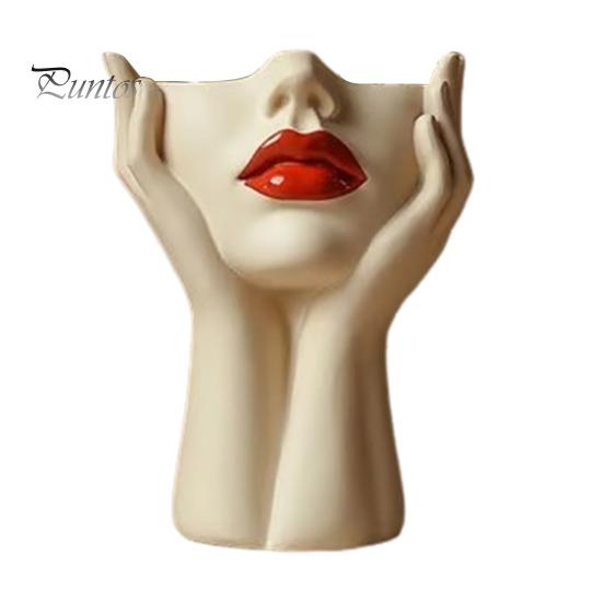 

Держатель для ручек с женским контуром, художественная ваза ручной работы в форме женской головы, минималистичный держатель для кистей для макияжа для дома, гостиной, книжной полки, декора B