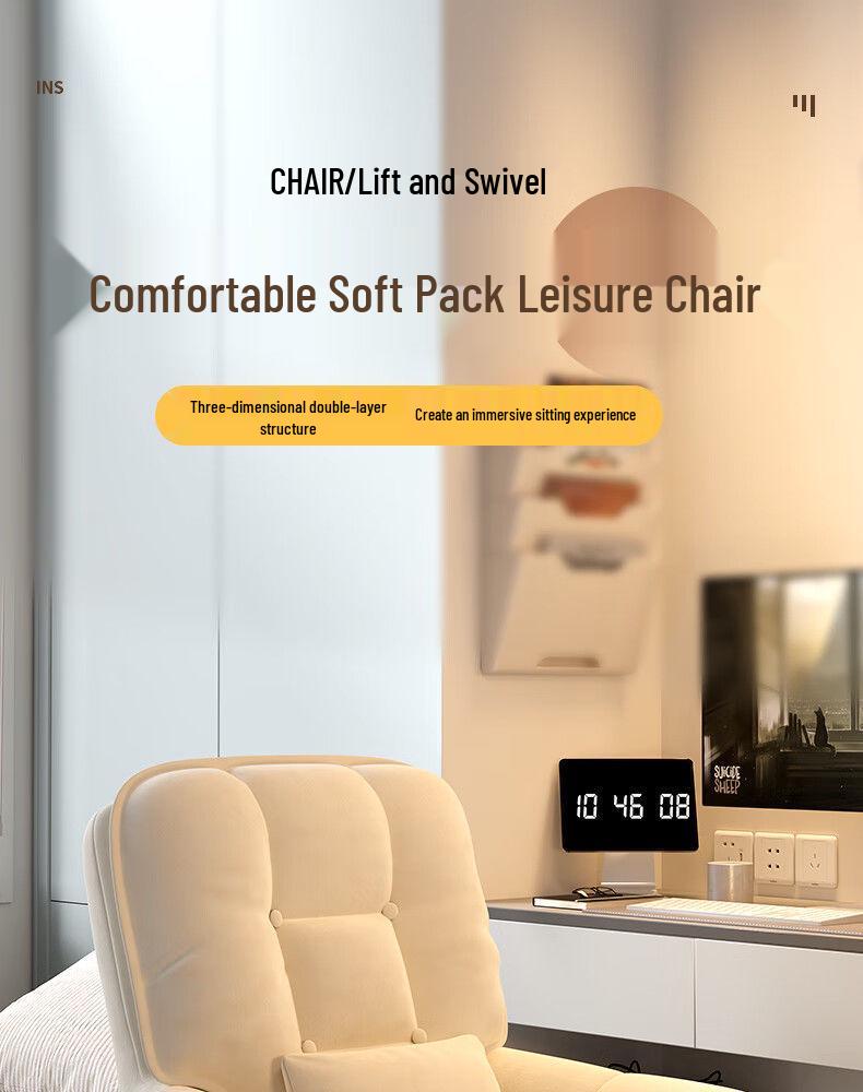 Comfortable Swivel Computer Chair for Home or Dorm - Ergonomic Design for Long Sitting, Ideal for Students or Makeup