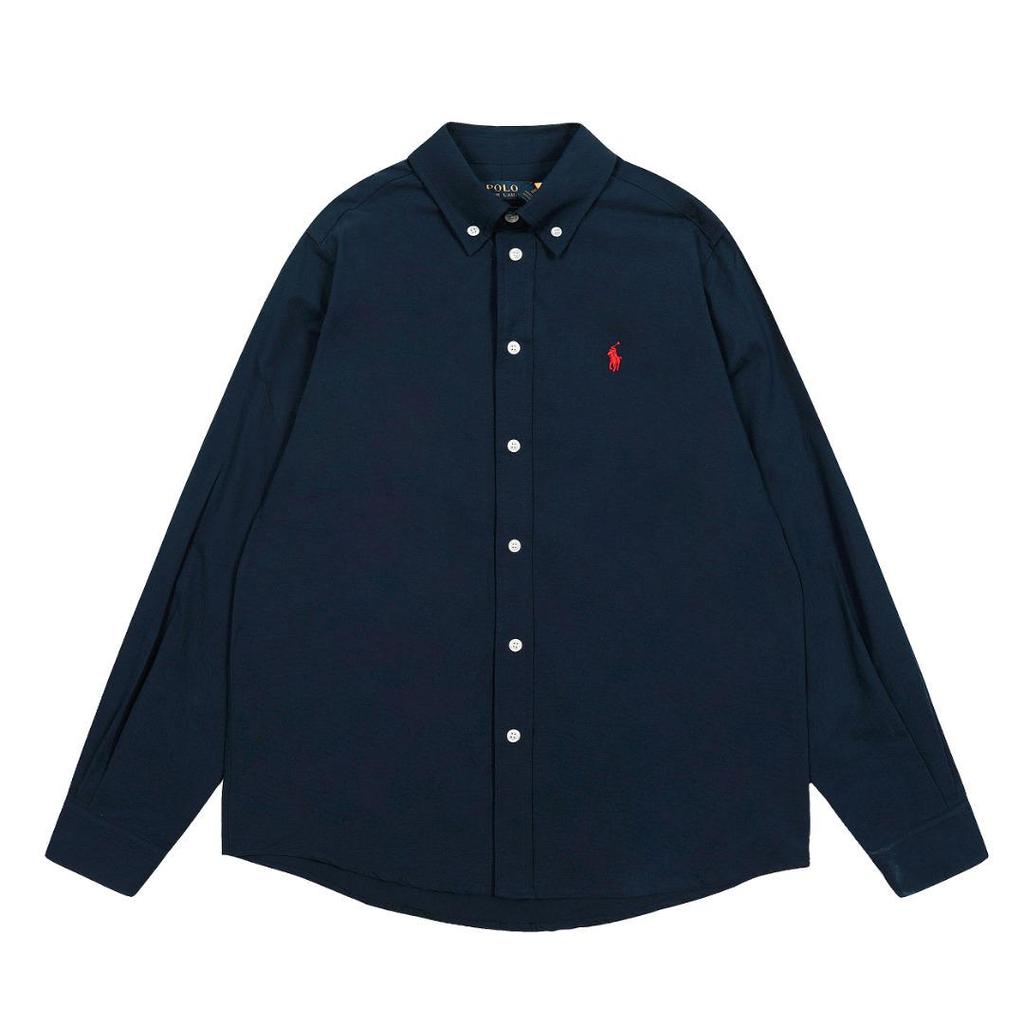Unisex Classic RL Old Money Embroidered Horse Long Sleeve Casual Shirt