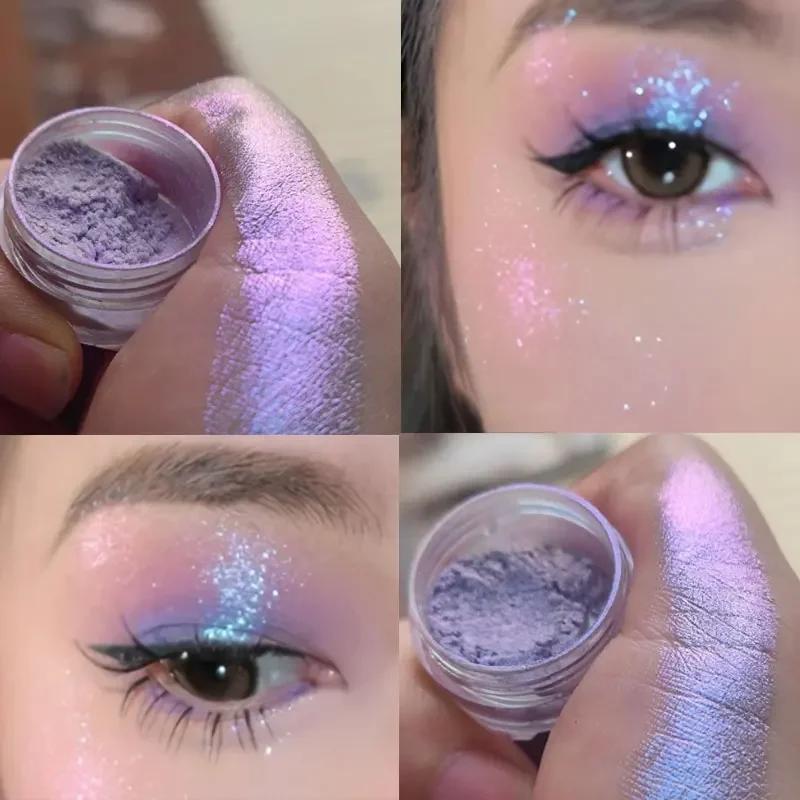 Poudre de fard à paupières pailletée longue tenue, caméléon chromé holographique, pigment pour maquillage des yeux pour femmes, cosmétique