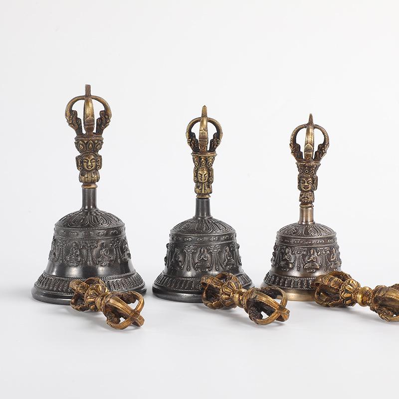 Nepal Vajra Bell & Dorje Tingsha: Bronze Practice Bell for Tibetan Buddhism Altar