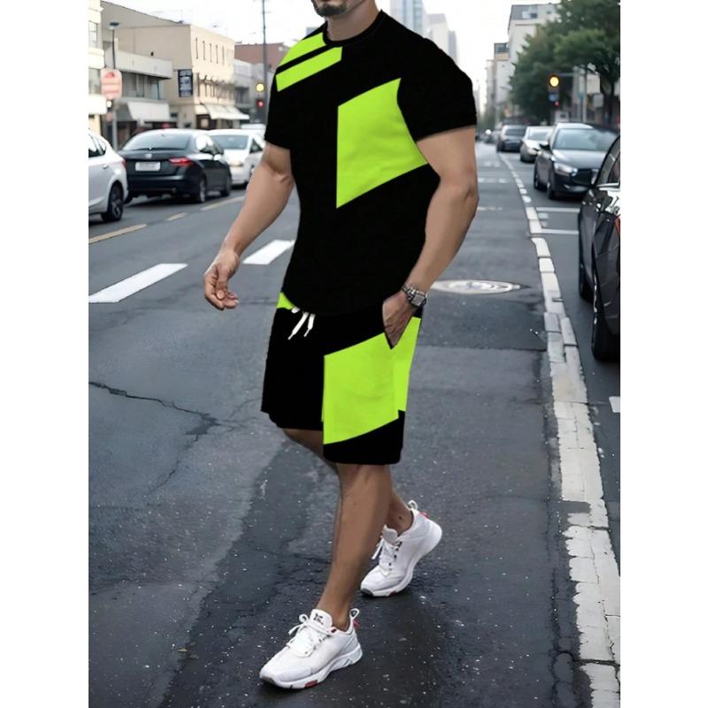 

Summer Men s Short-Sleeved Shorts Set with 3D Wings Pattern Print for Street Casual Fashion Comfortable and Soft S