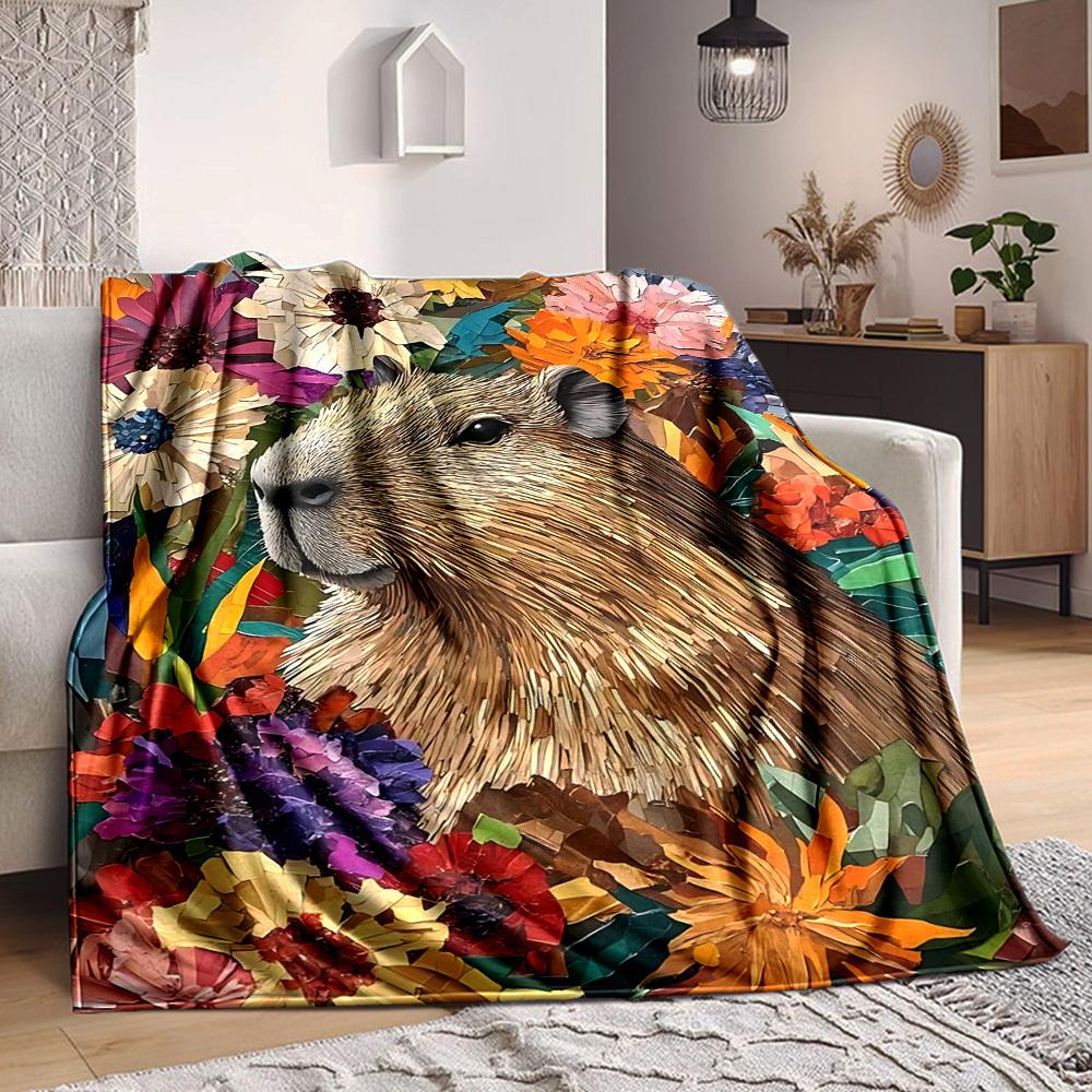 

1pc Capybara, Floral Blanket - Perfect Gift for Birthdays, Christmas & Halloween- Soft, Warm & Versatile yy250909153 75x90cm