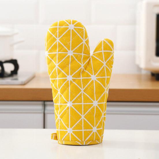 2Pcs Heat Resistant Oven Gloves Thick Cotton Mitts for Baking Grilling Microwave Non-Slip Kitchen Gloves for Hot Pots Cast Iron
