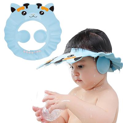 1pcs Kids Shower Cap with Ear Protection, Waterproof Visor Shield Hat Adjustable Hair Wash Bath Shower Protector Visor