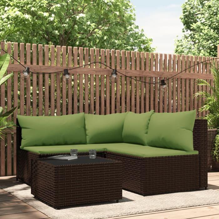 VidaXL Garden Lounge Set 4 Pcs with Cushions Brown Wicker 319829
