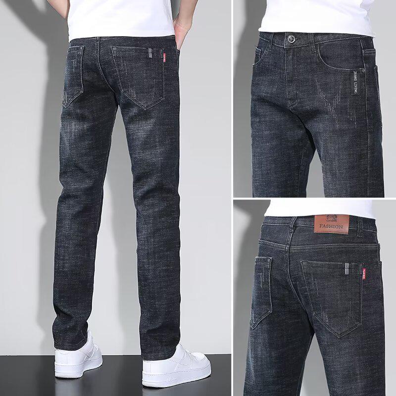 2024 Men's Slim Straight Summer Elastic Jeans - Trendy, Casual, Versatile, Long Pants