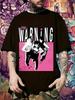Das Warnband Grafik-T-Shirt - Rosa & Schwarzer Print