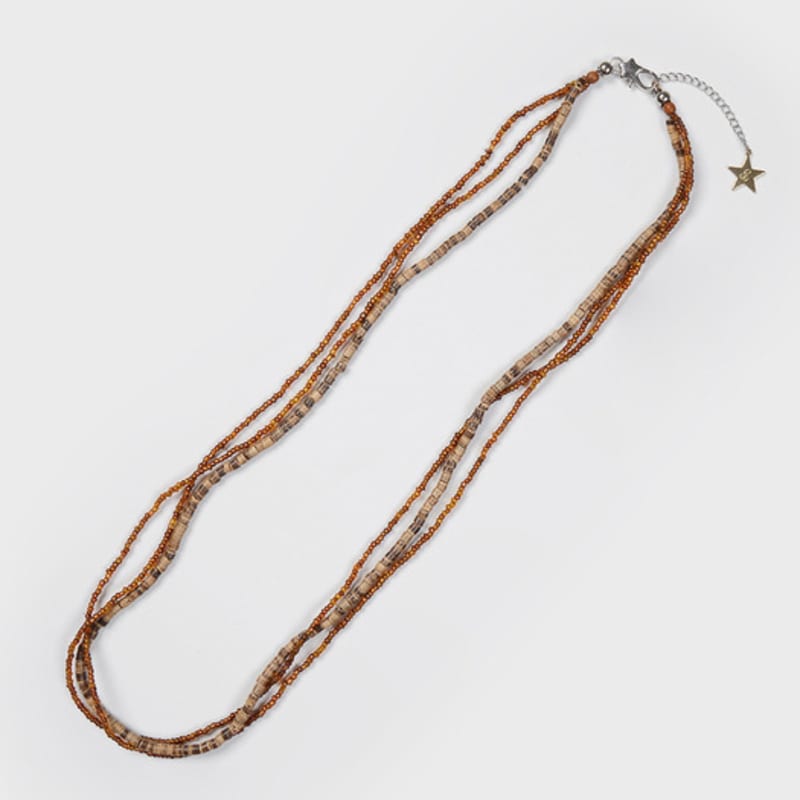 Eireve WOOD BEADS MIX LONG NECKLACE (BROWN)