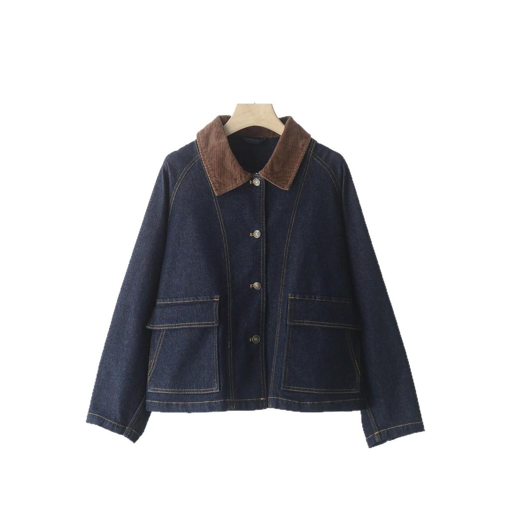 2025 Autumn Cotton Stretch Barn-Style Denim Jacket: Retro Loose, Versatile, Short Outerwear Top