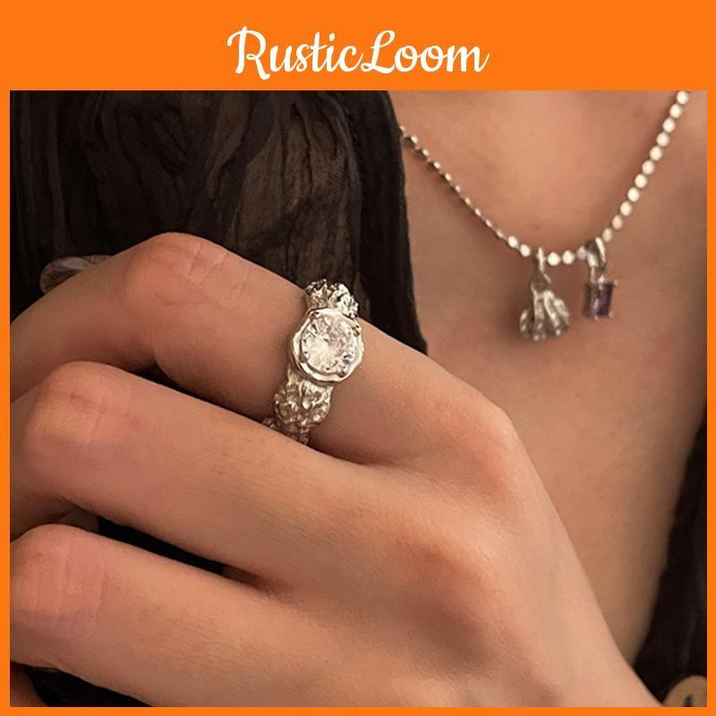 Open Texture Rock Ring Women Modern Jewelry Fashion Decoration Ornament Gifts